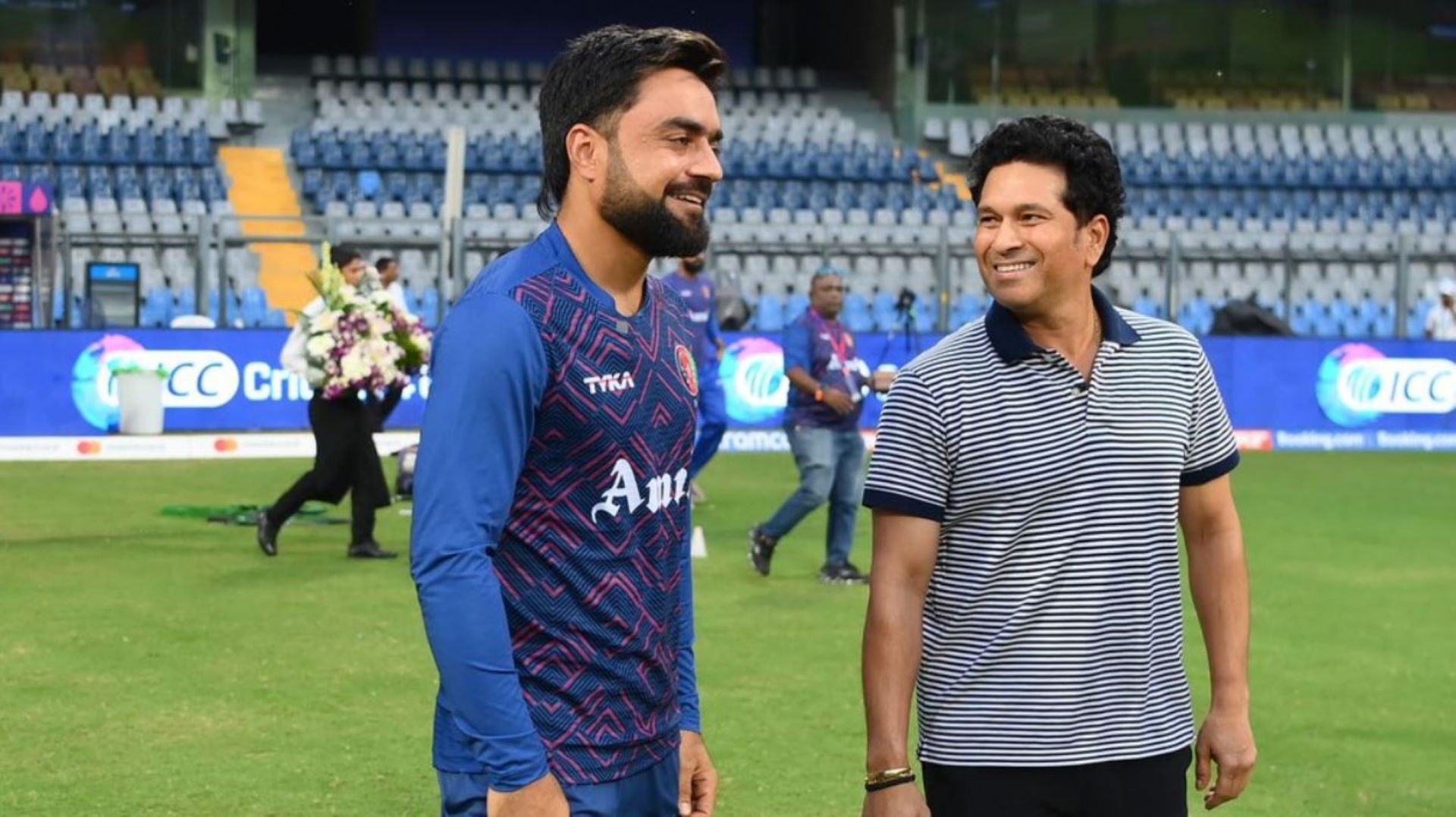 Sachin Tendulkar had a private conversation with ace spinner Rashid Khan.