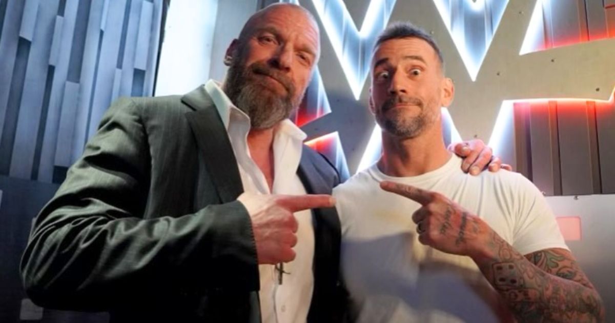 Triple H and CM Punk behind the scenes at Survivor Series.