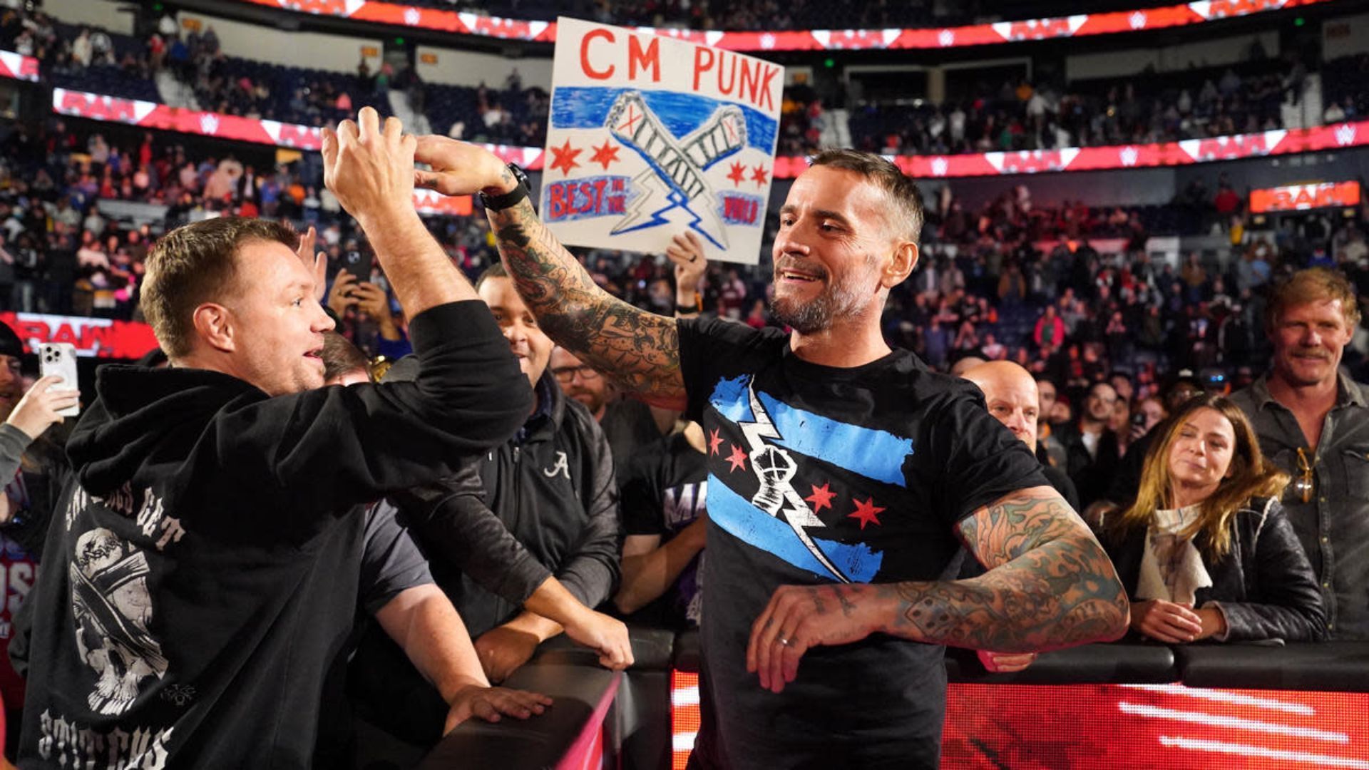 CM Punk during his entrance. Image Credits: X