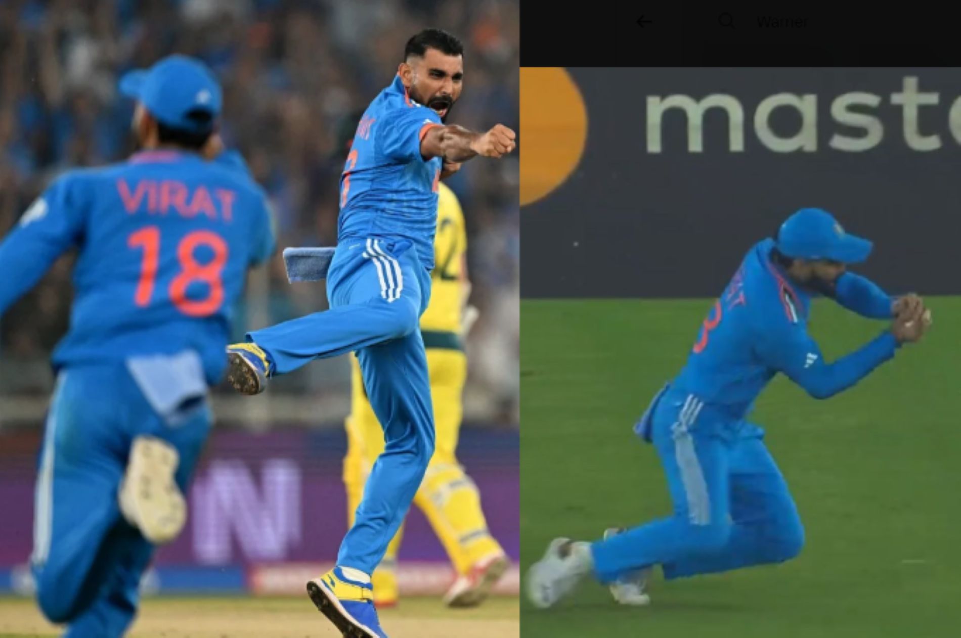 Shami jumps in joy after dismissing Warner