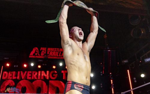 Daniel Garcia after winning the PWG title at Delivering The Goods