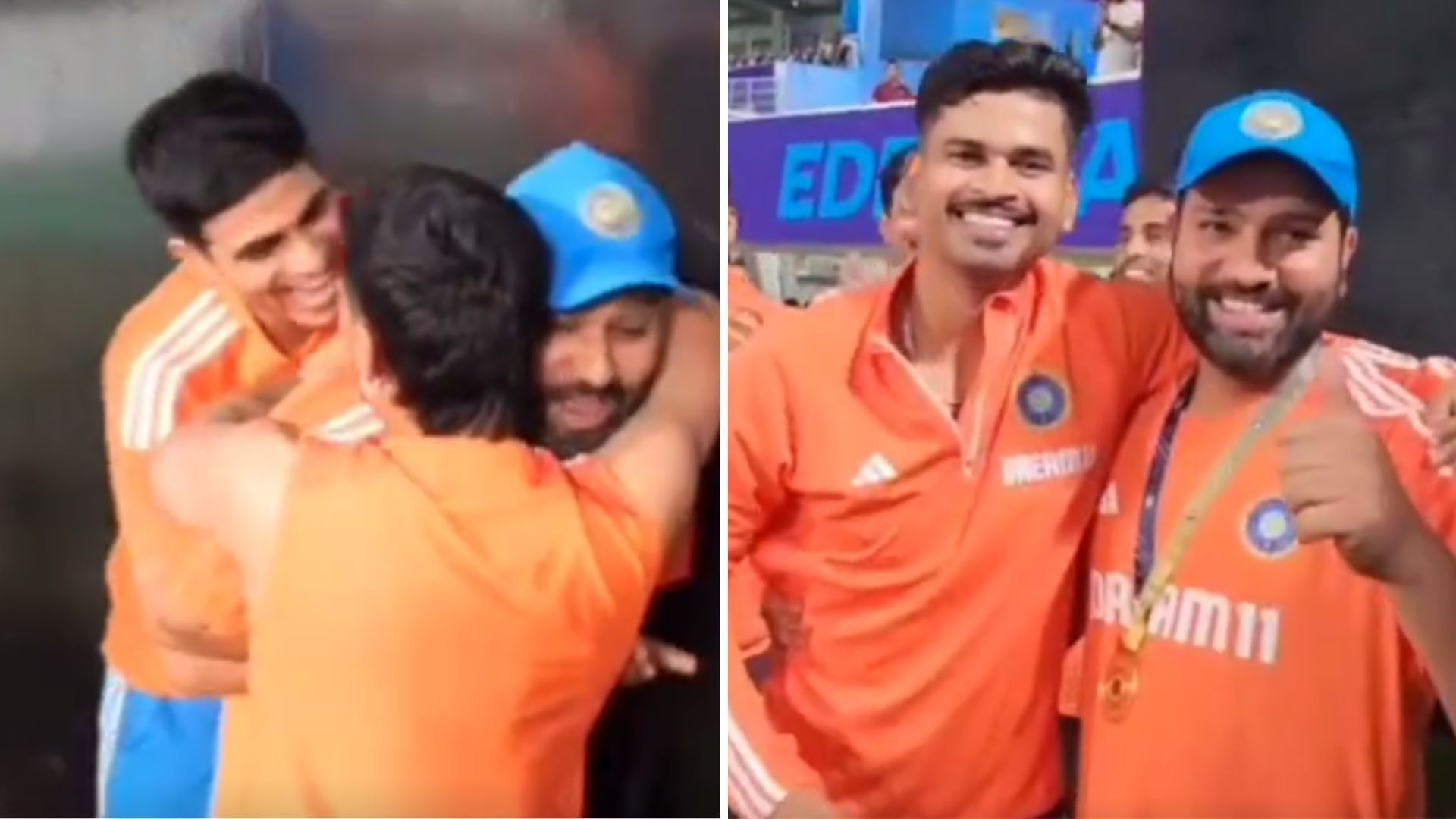 Snippets from Indian players congratulating Rohit Sharma (P.C.:BCCI)