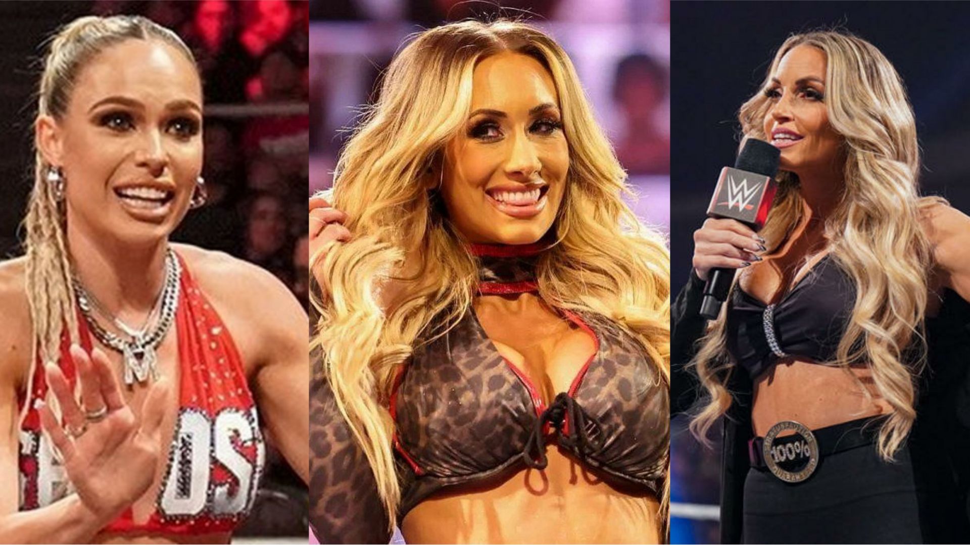 Maxxine Dupri, Carmella and Trish Stratus (L to R)