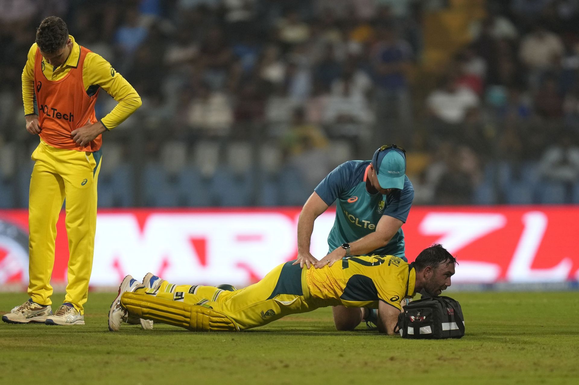 Physio attends to Glenn Maxwell. (Credits: Getty)