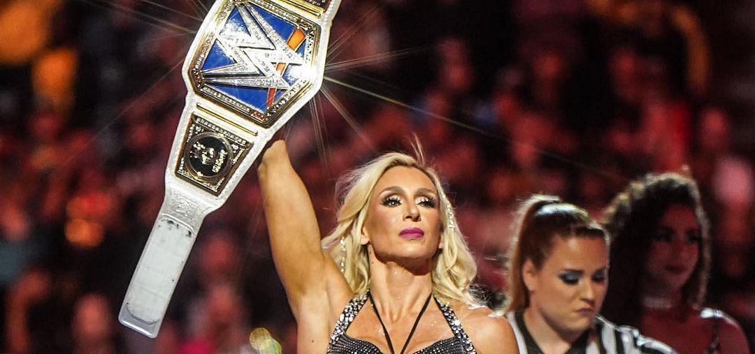 Charlotte Flair with her SmackDown Women&#039;s Title