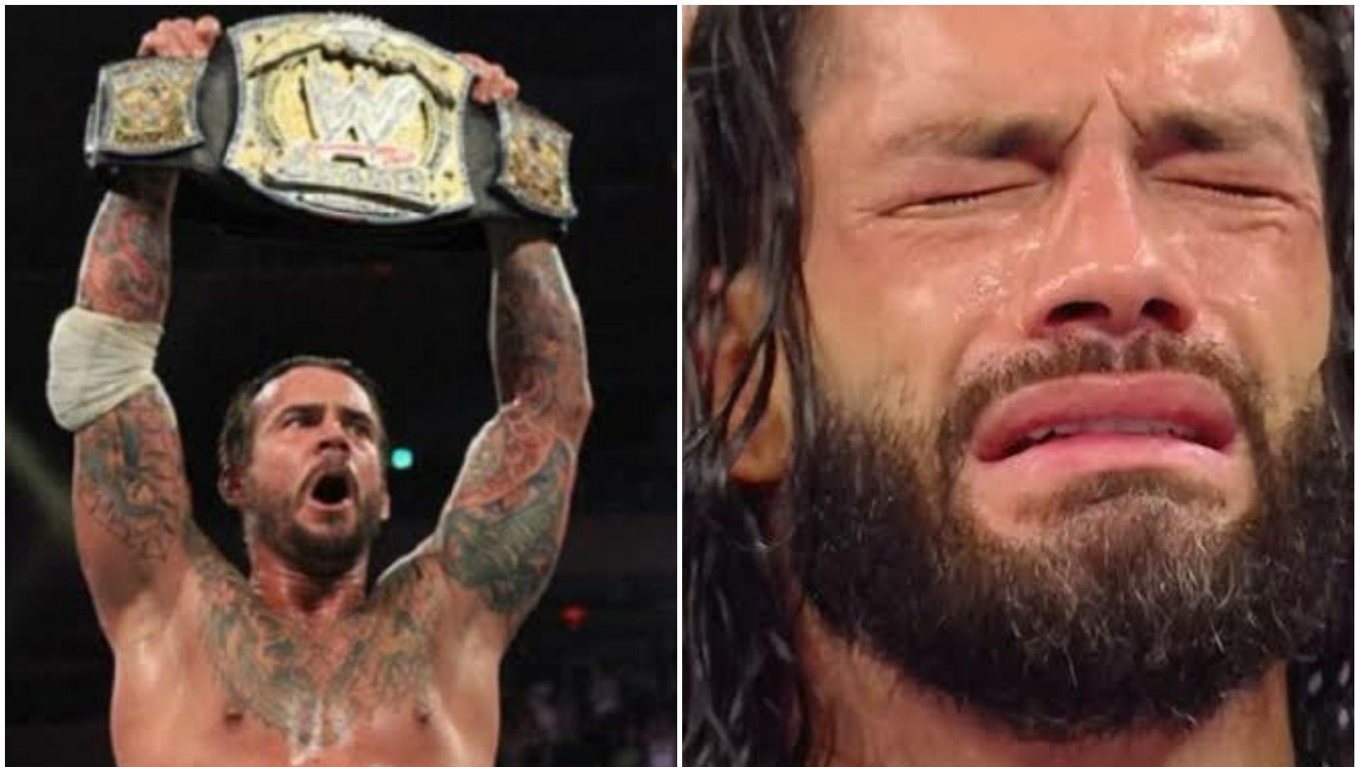 CM Punk (left); Roman Reigns (right)