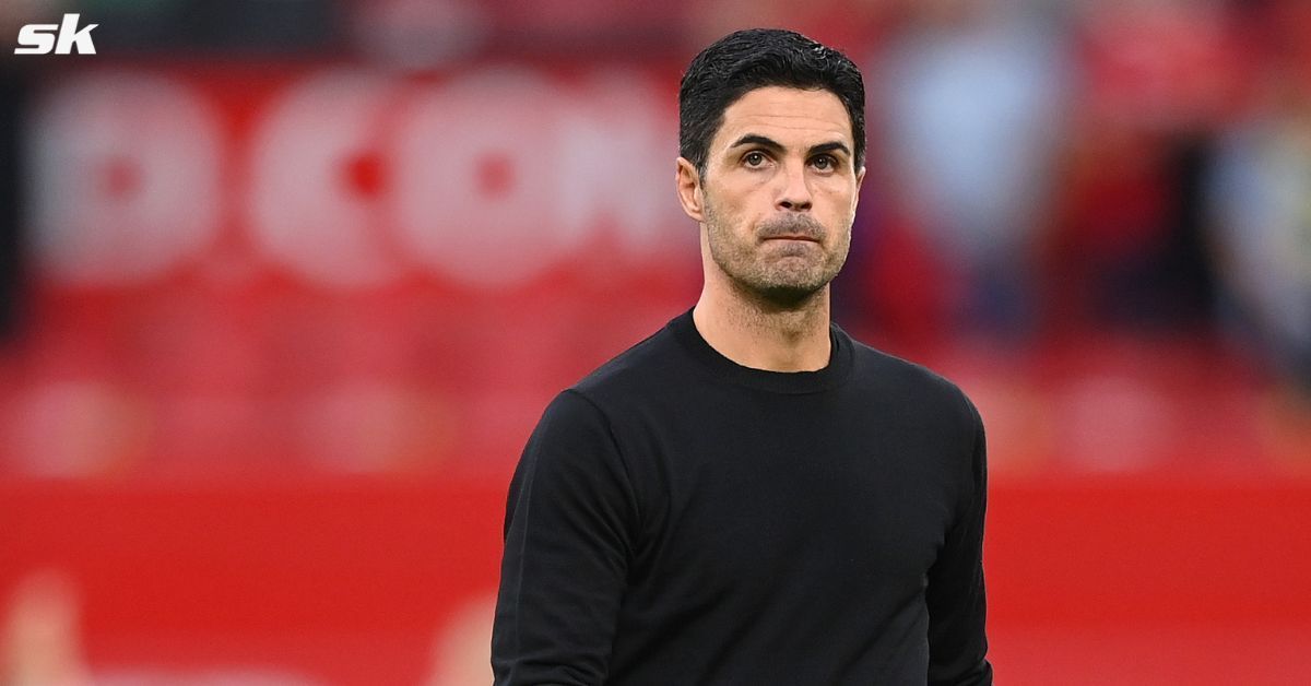 Arsenal manager Mikel Arteta looks on