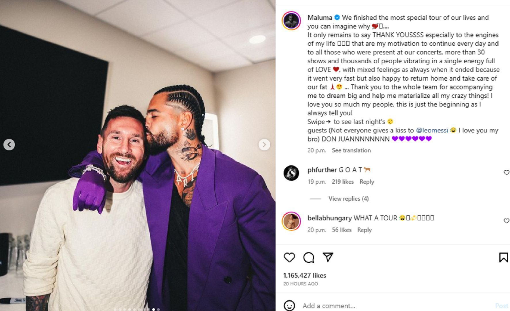 Messi and Maluma share a picture together after a concert.