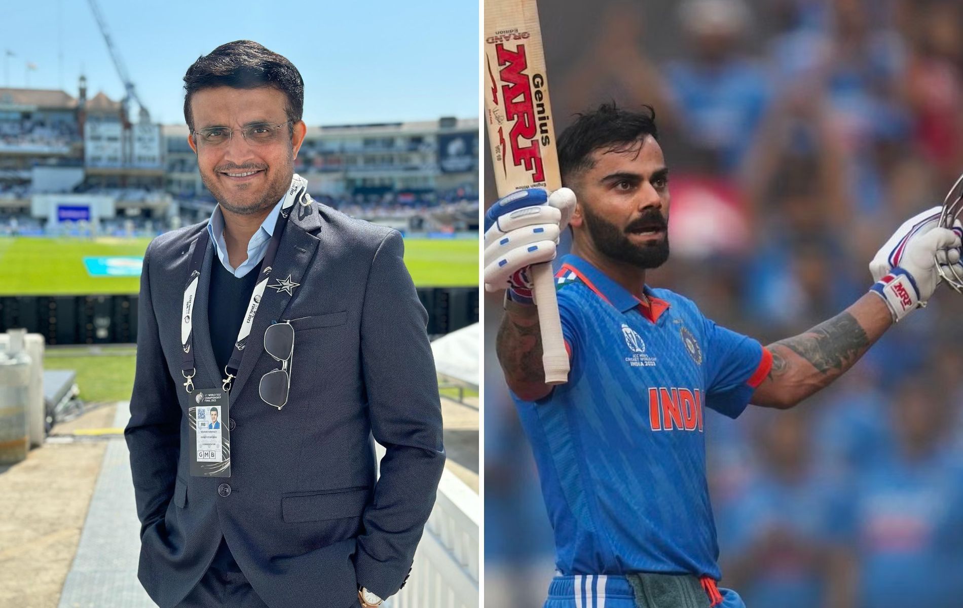 Sourav Ganguly (L) and Virat Kohli. (Pics: Instagram/AP)