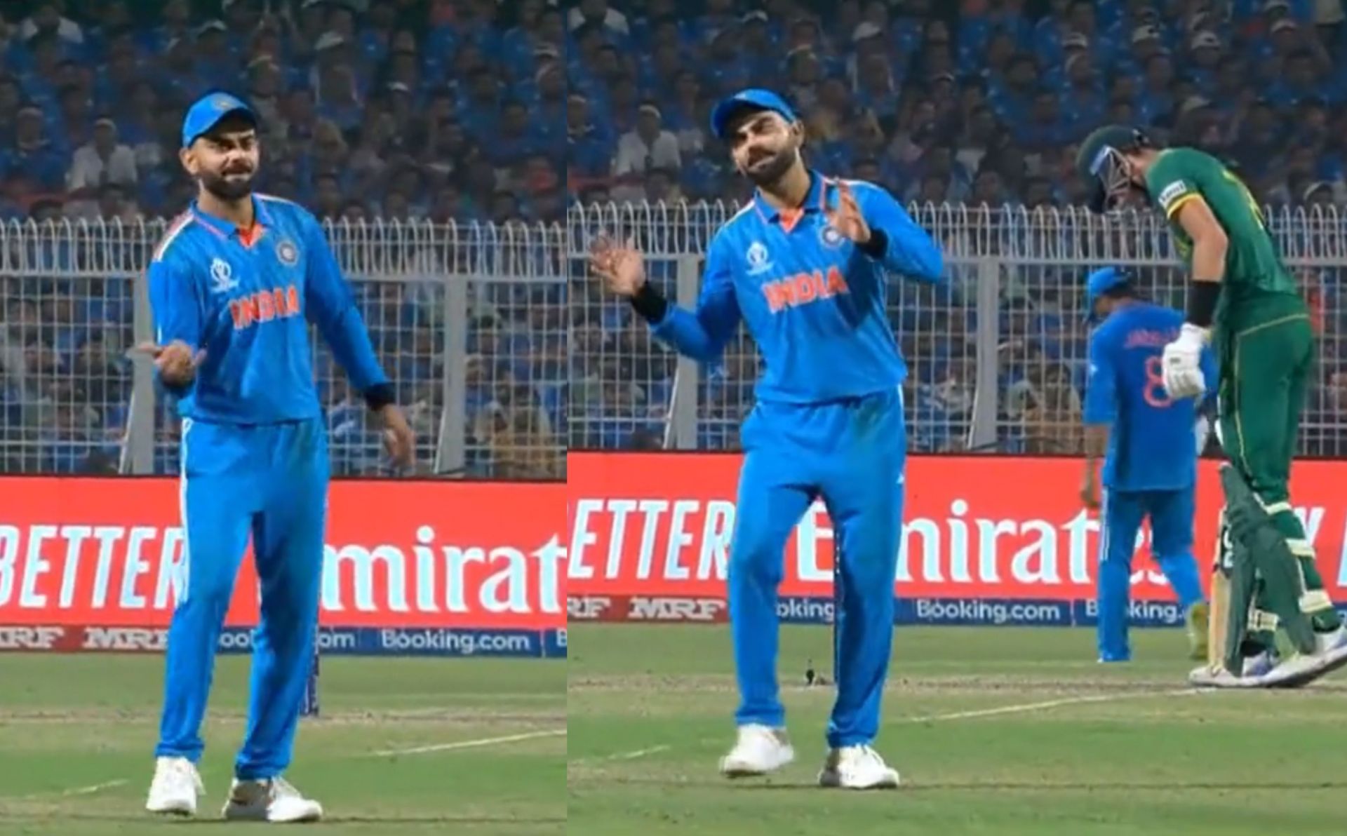 Kohli enjoying himself on the field on Sunday. 