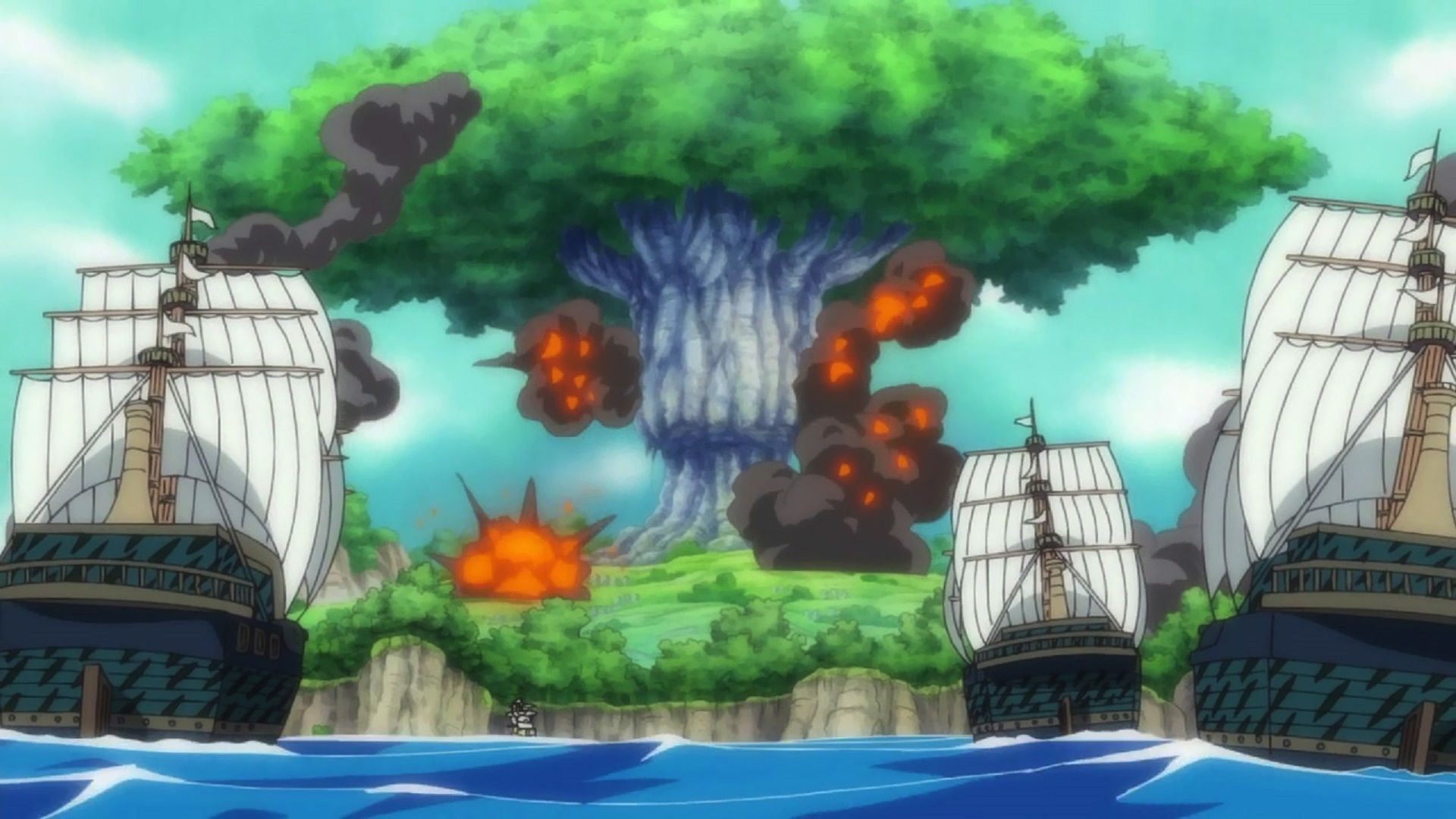 The Buster Call on Ohara (Image via Toei Animation, One Piece)