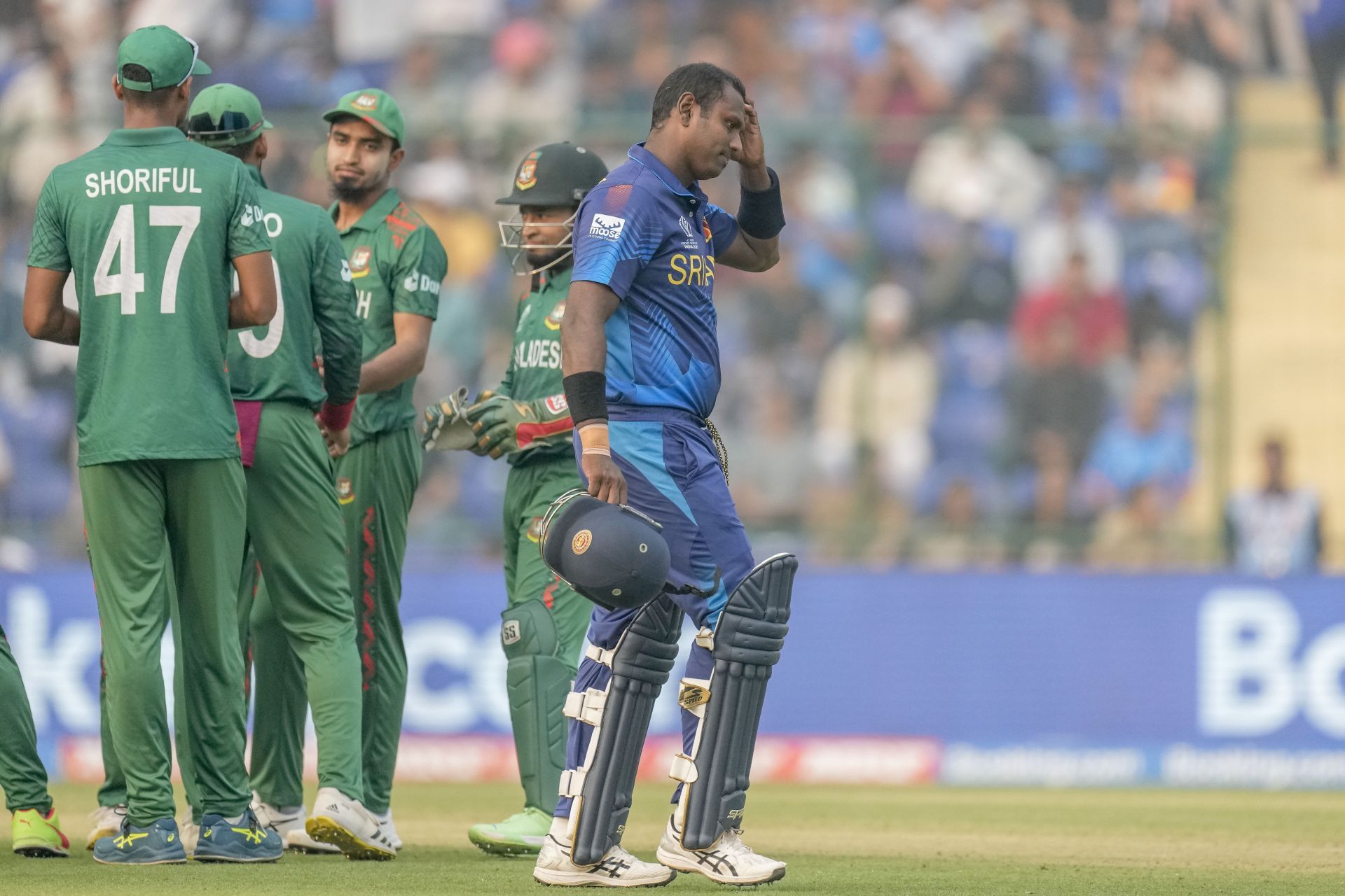 Angelo Mathews was dismissed timed-out in Sri Lanka&#039;s clash against Bangladesh. [P/C: AP]