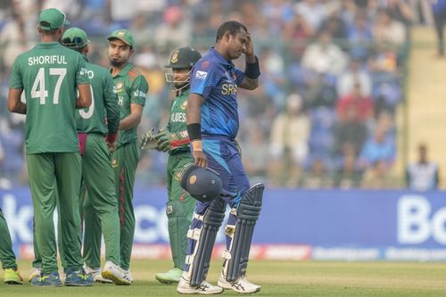 Angelo Mathews was dismissed timed-out in Sri Lanka's clash against Bangladesh. [P/C: AP]