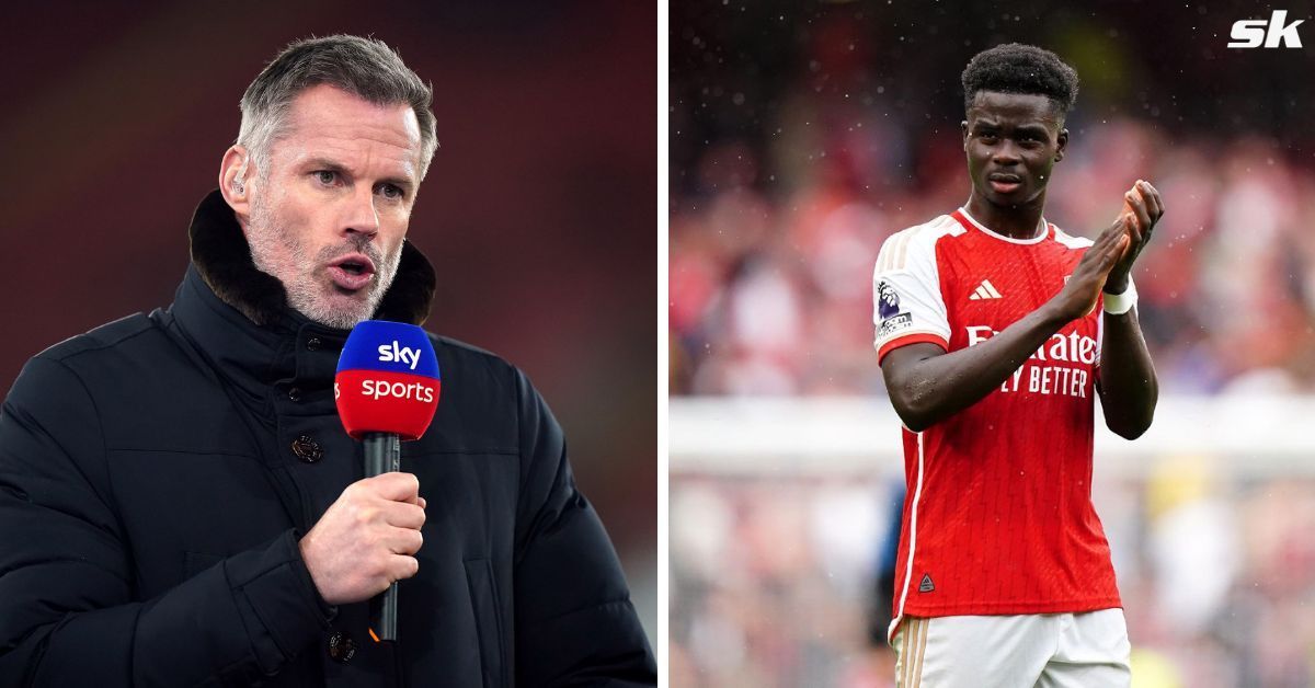 Jamie Carragher  and Bukayo Saka (via Getty Images)