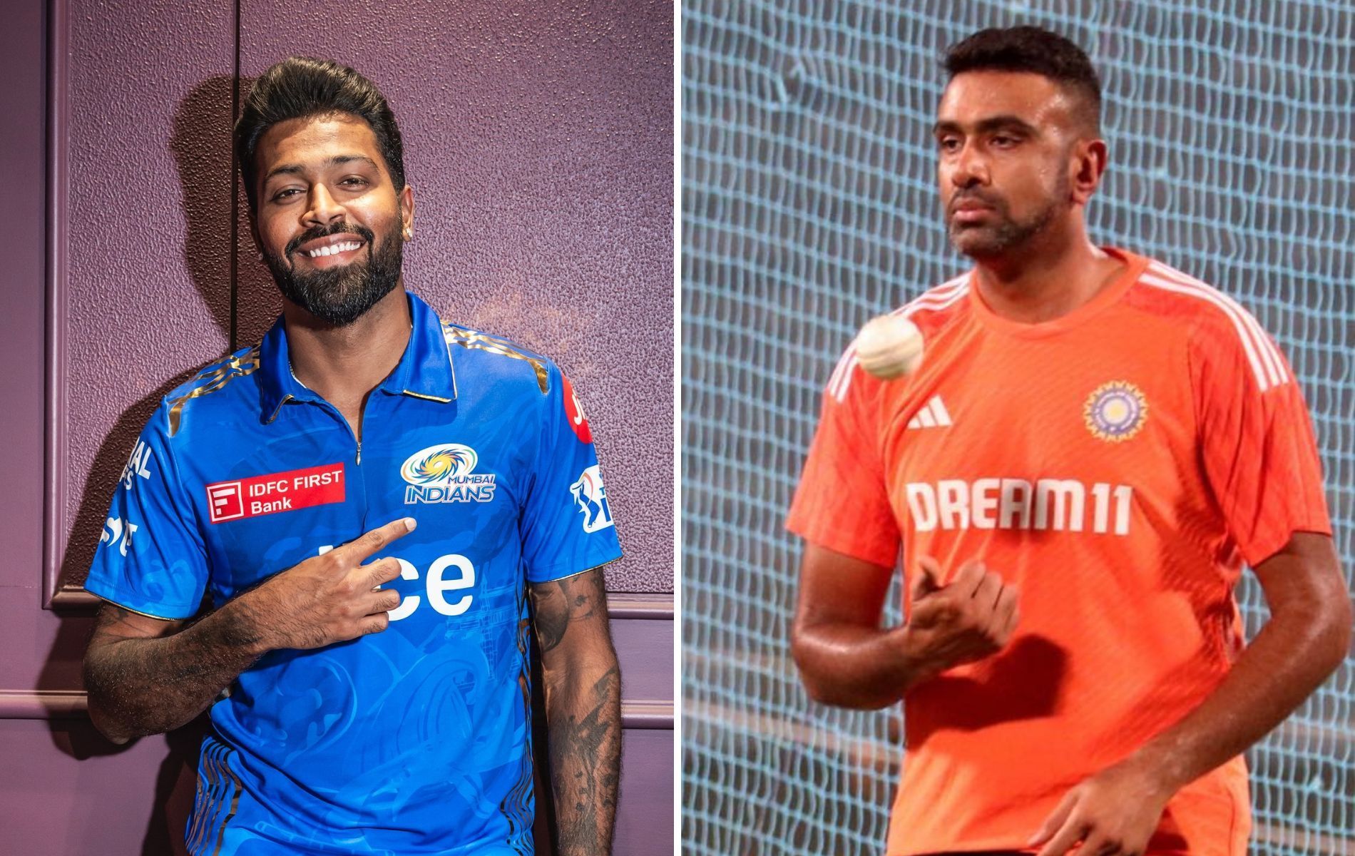 Hardik Pandya (L) and Ravichandran Ashwin (R). (Pics: Instagram)