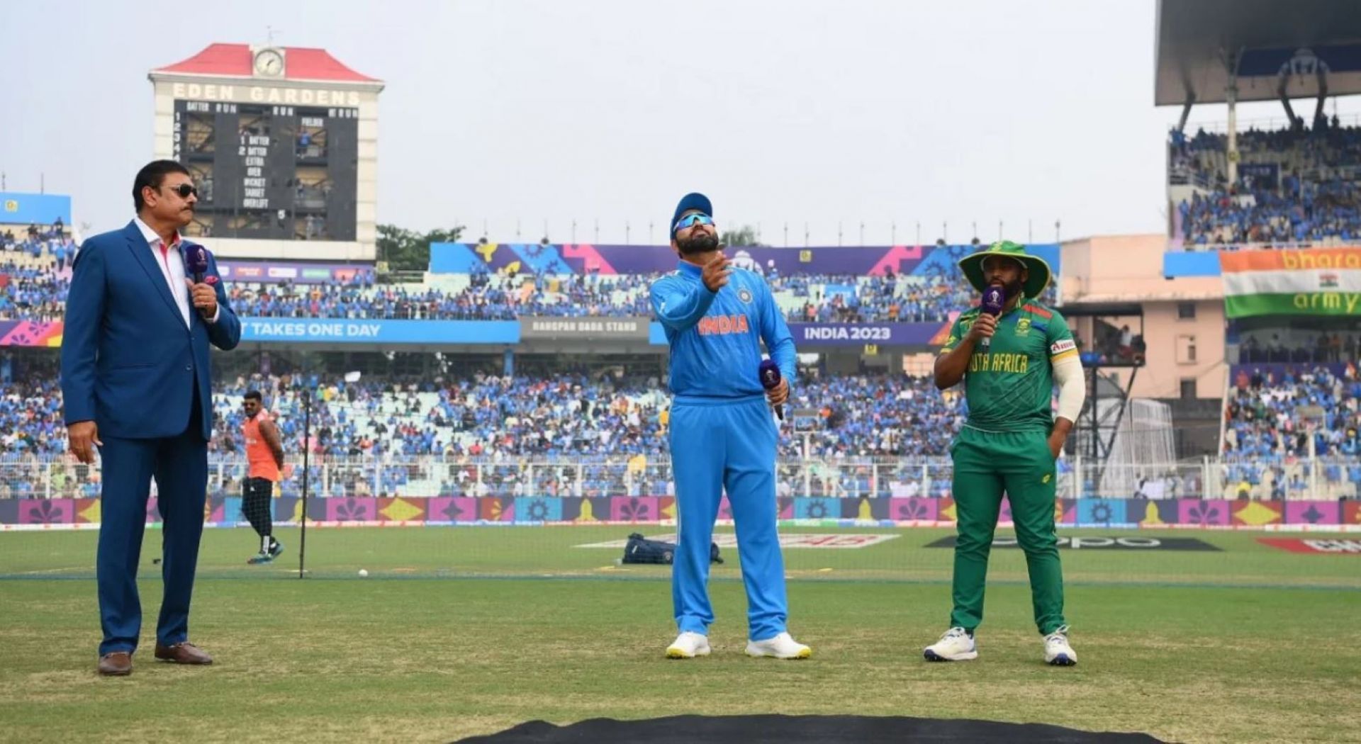 Rohit Sharma won the toss in the marquee clash against South Africa.