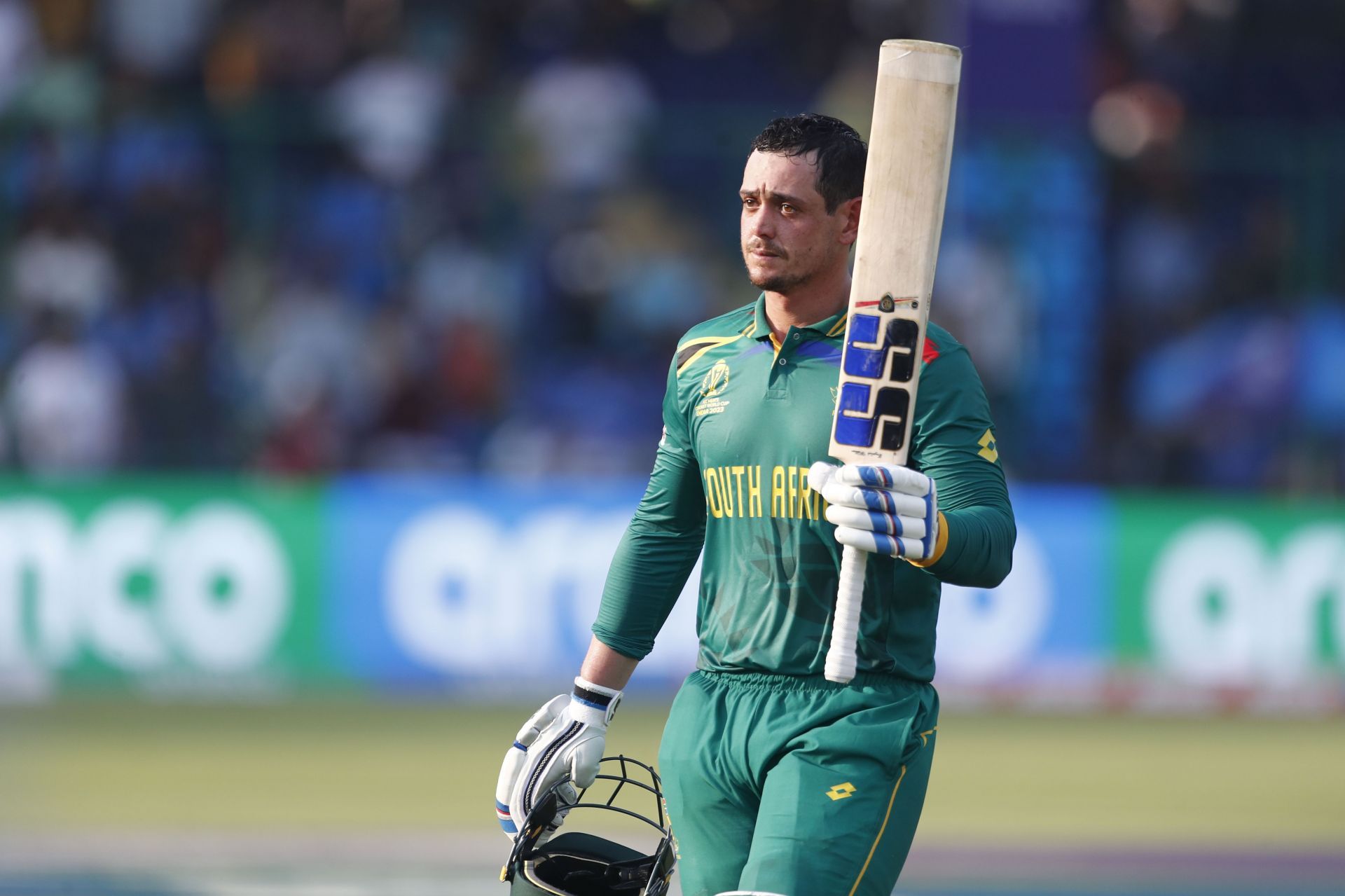 Quinton de Kock leaving the field after his 100 vs SL in Delhi [Getty Images]