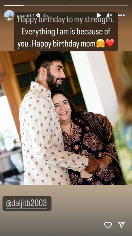 Instagram story of Bumrah wishing his mother.