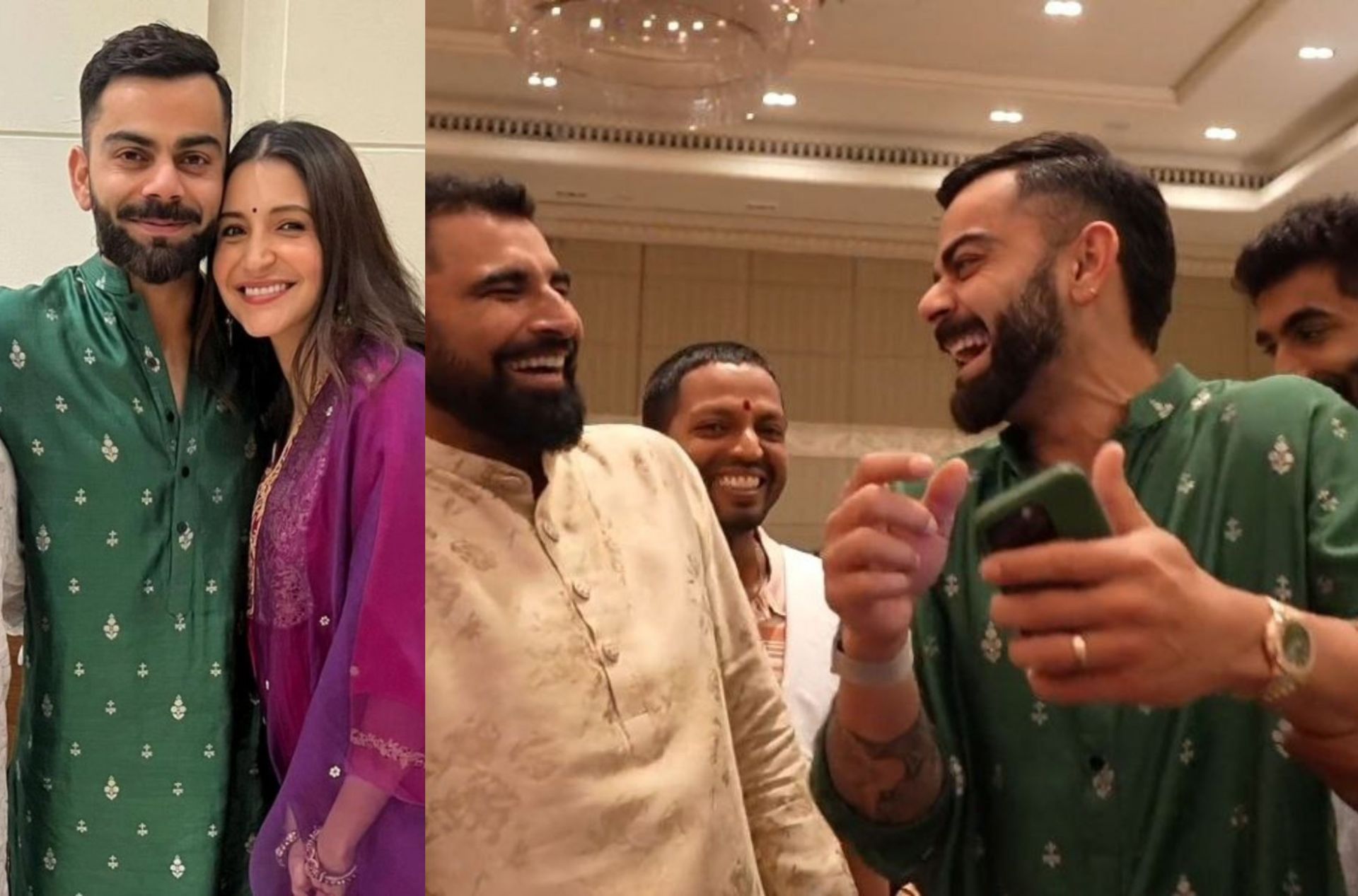 Virat Kohli celebrating Diwali with rest of Indian teammates and family. 