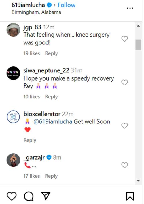 Angel Garza's comment (the last one) on Rey Mysterio's post.