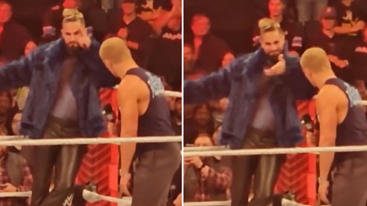 Off-air footage from RAW featuring Rhodes and Rollins