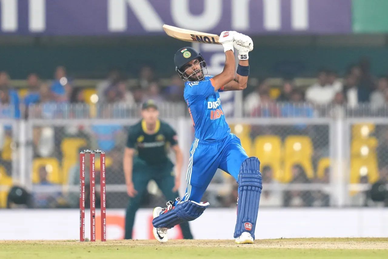 Ruturaj Gaikwad smoked three sixes and two fours in the final over bowled by Glenn Maxwell. [P/C: BCCI]