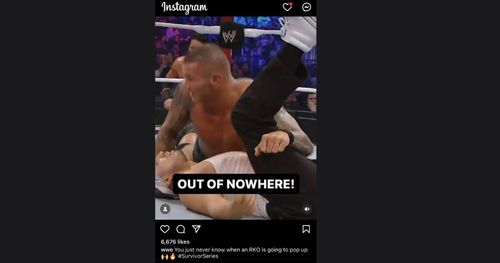 A screenshot of WWE's IG post before it was edited.