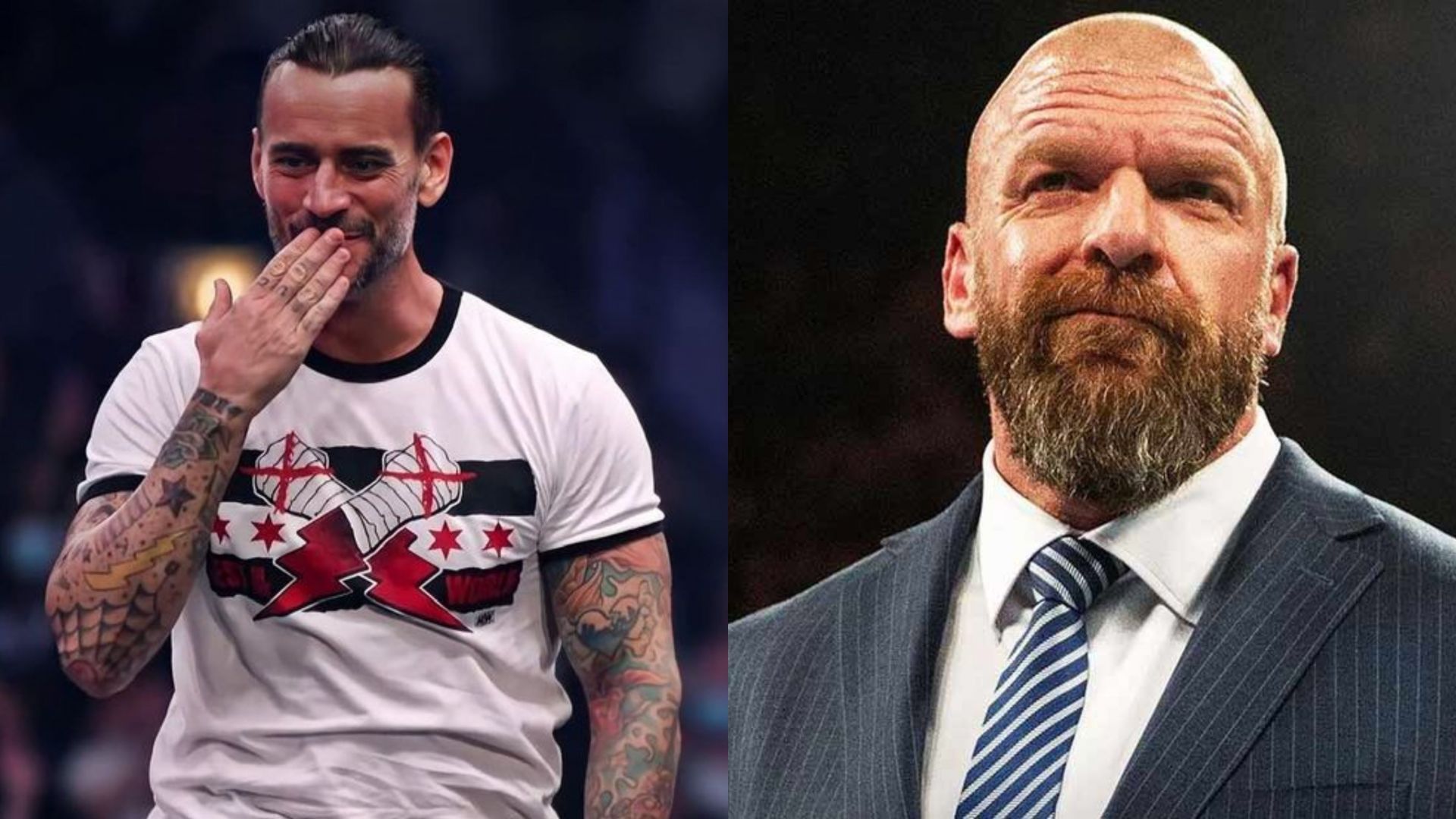 CM Punk (left) and WWE CCO Triple H (right)