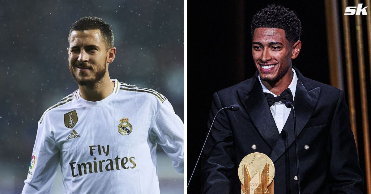 Real Madrid superstar Jude Bellingham recieved the 2023 Kopa Trophy from Eden Hazard