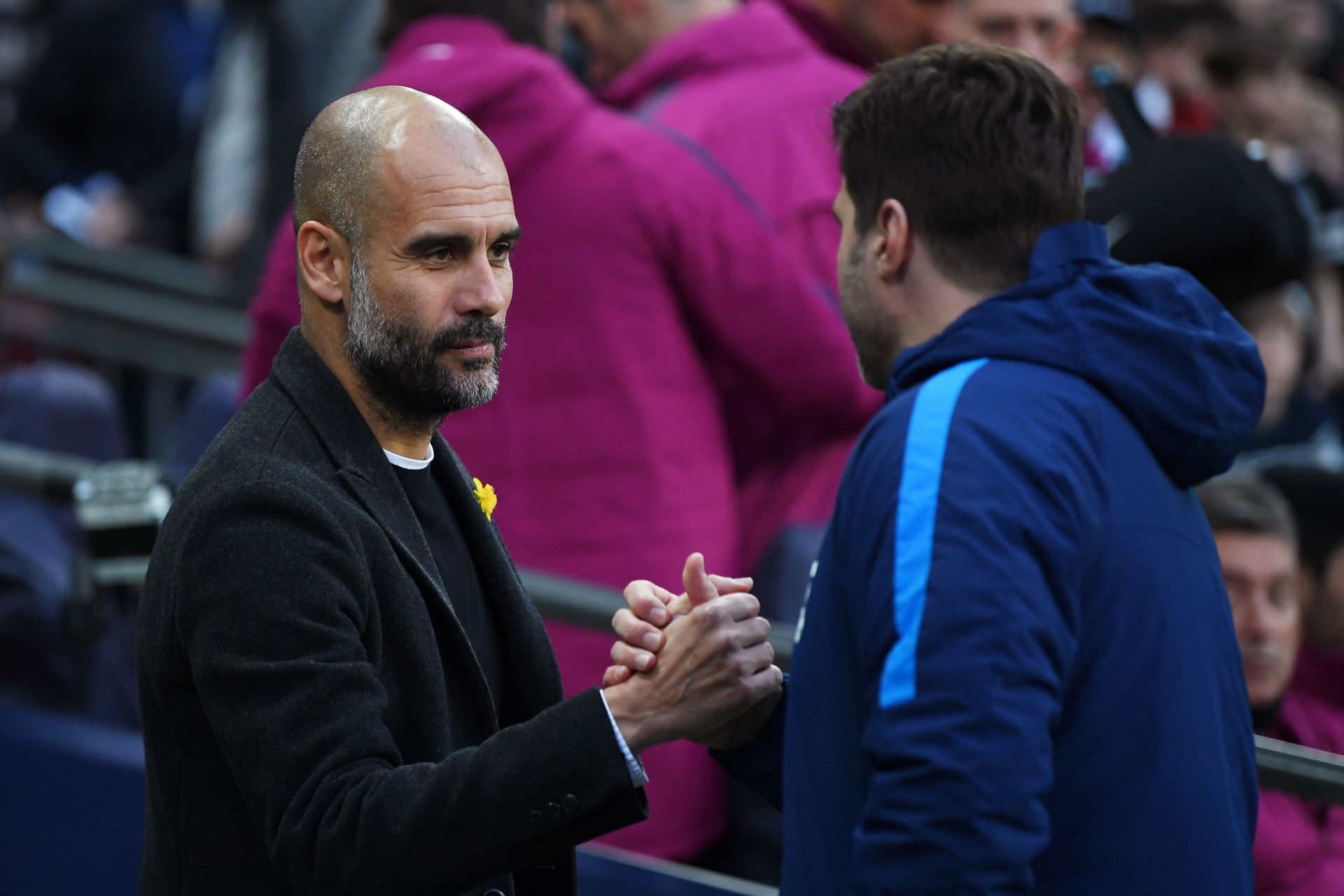 Tottenham Hotspur v Manchester City - Pep Guardiola and Mauricio Pochettino