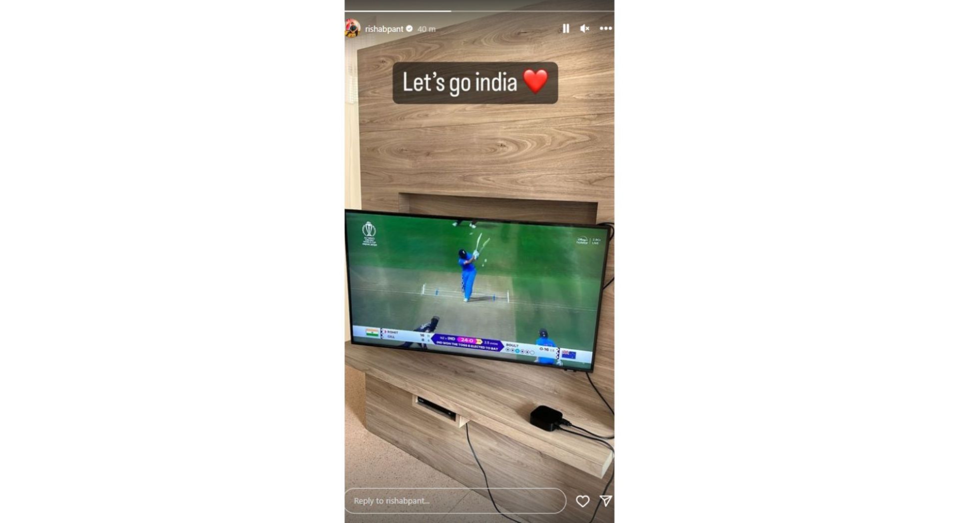 Rishabh Pant&#039;s latest Instagram post.