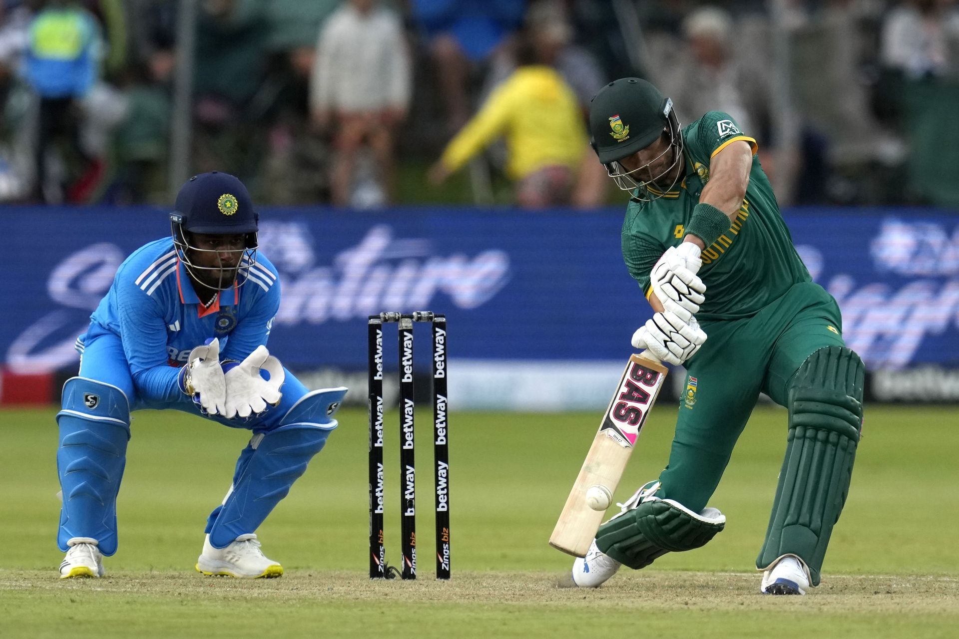 Sanju Samson [left] was handed the gloves in the second ODI