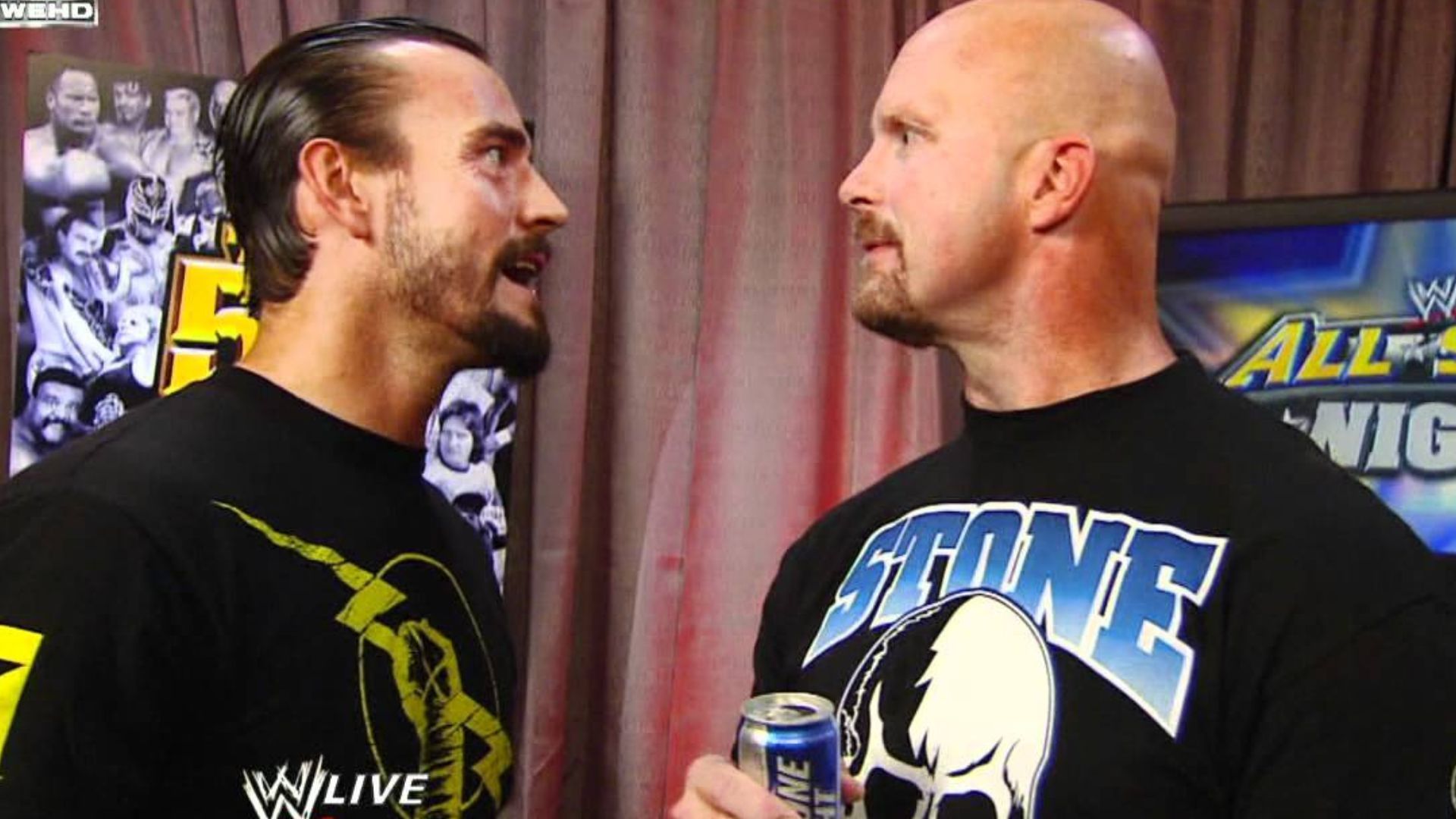 Punk and Austin backstage on RAW in 2011