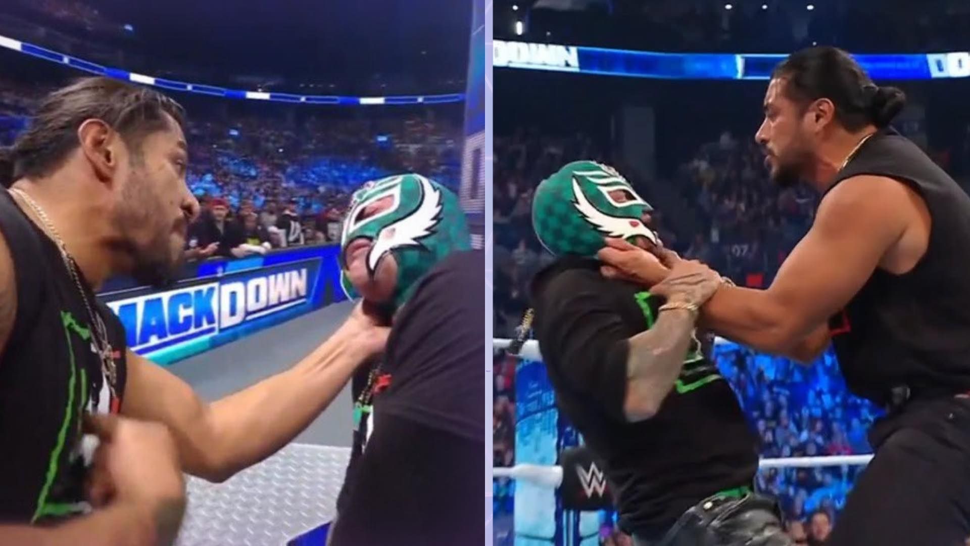 Santos Escobar turned heel on Rey Mysterio after WWE Crown Jewel 2023.