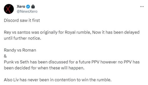 Xero News' latest update on the Royal Rumble