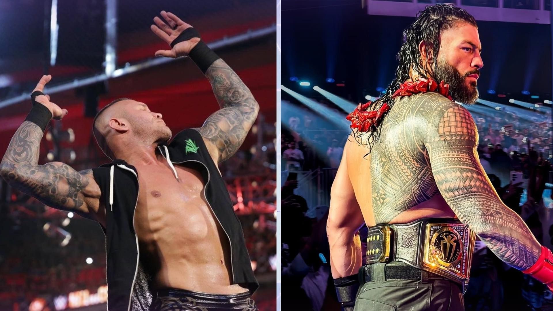 Randy Orton (left); Roman Reigns (right)