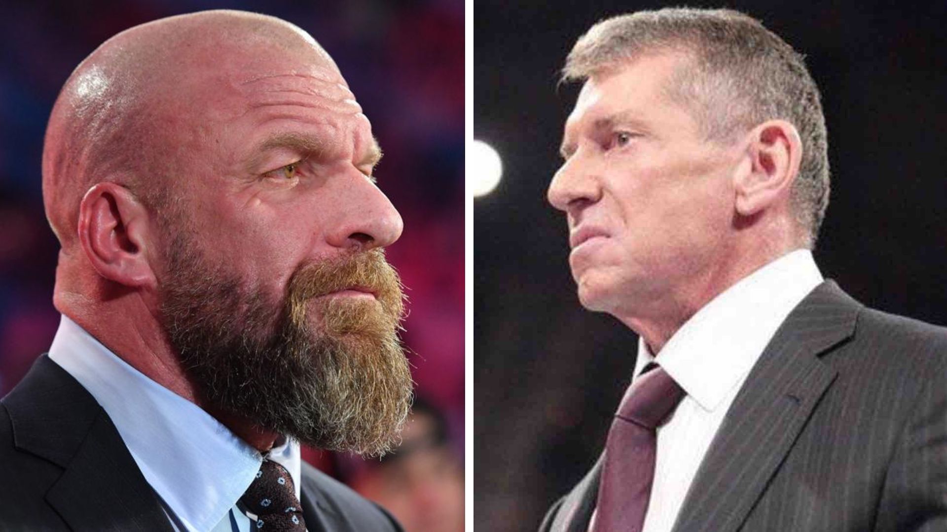 Triple H on the left and Vince McMahon on the right