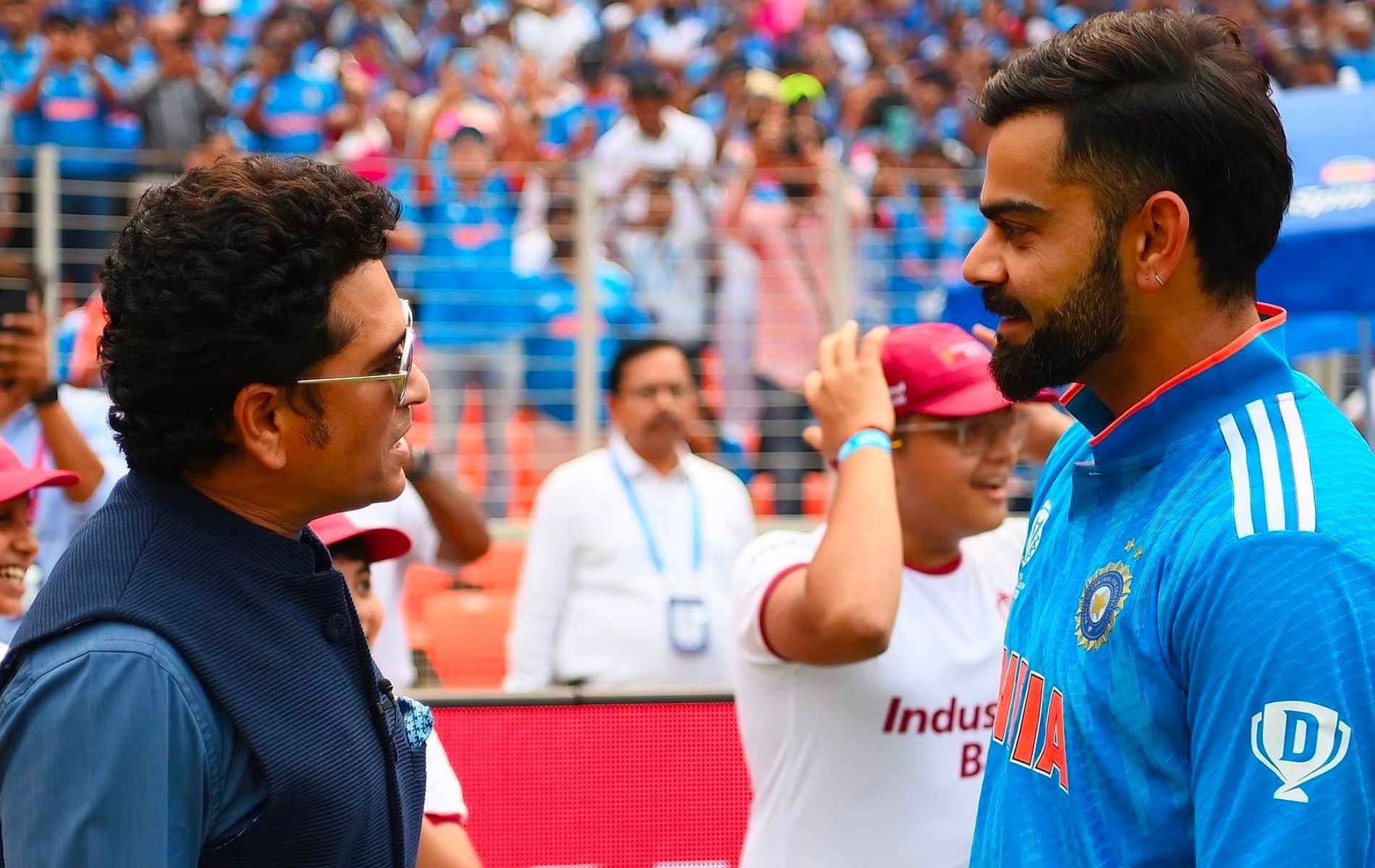 Sachin Tendulkar (L) with Virat Kohli (R). (Pic: X)