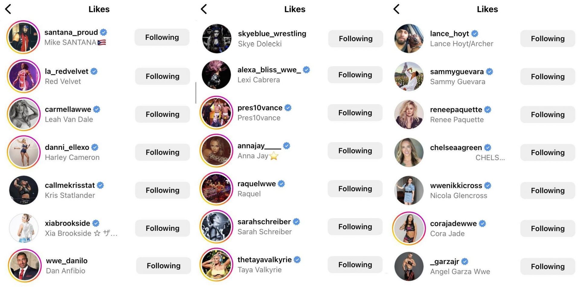 These wrestling stars reacted to Tay Melo&#039;s post.