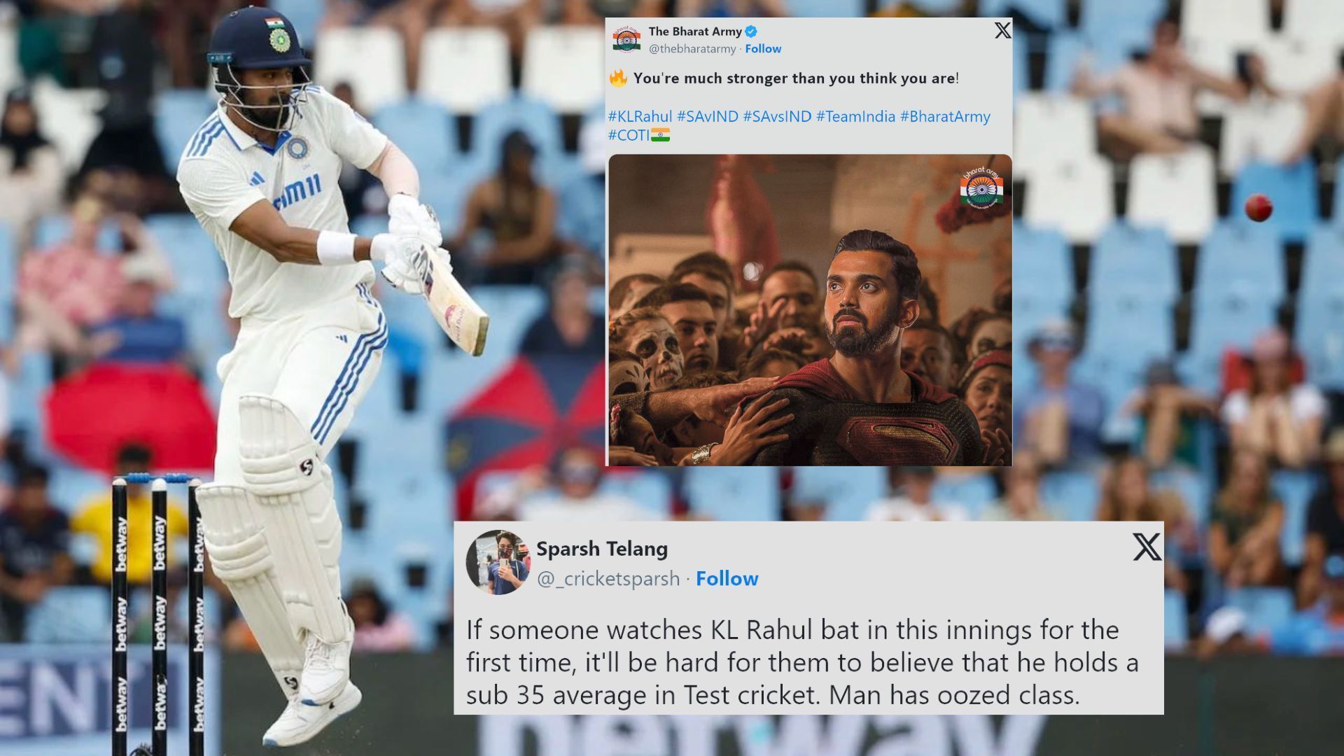 KL Rahul garnered praise on social media for his incredible knock of 70* on Day 1 (P.C.:BCCI)