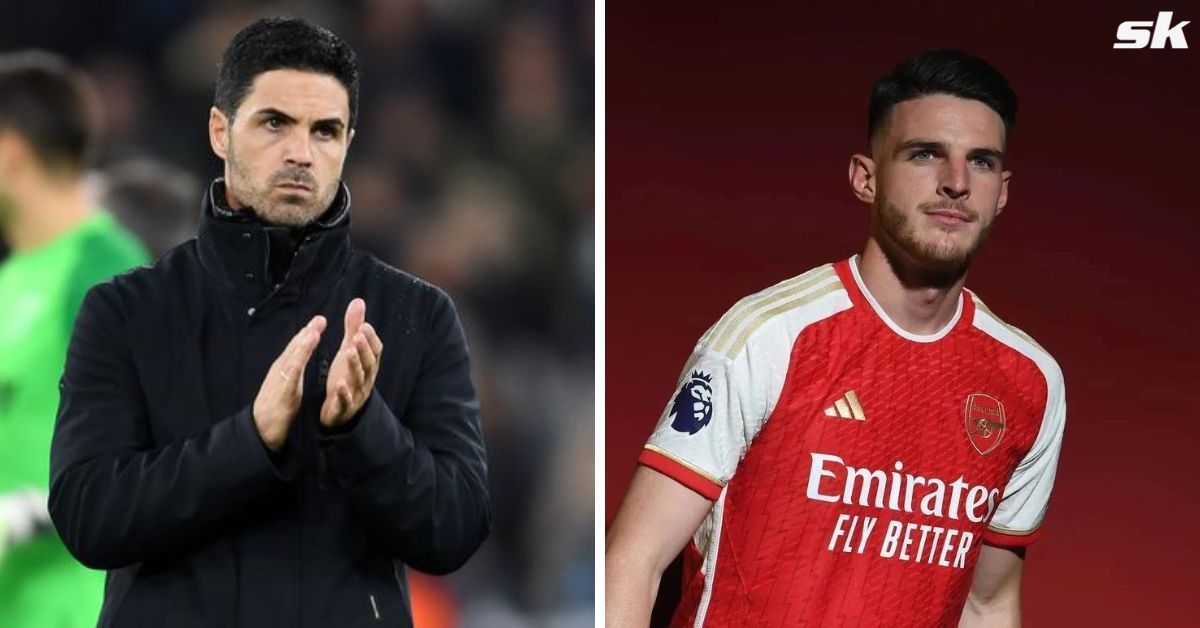 Mikel Arteta and Declan Rice     