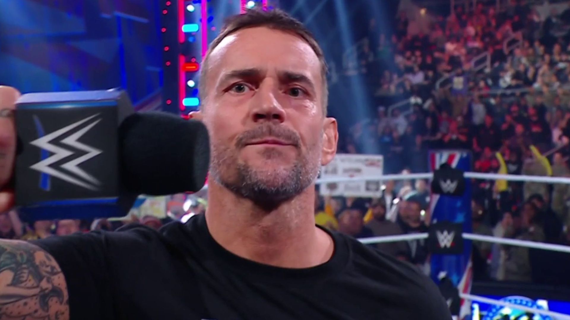 CM Punk during his promo on SmackDown. Image Credits: X