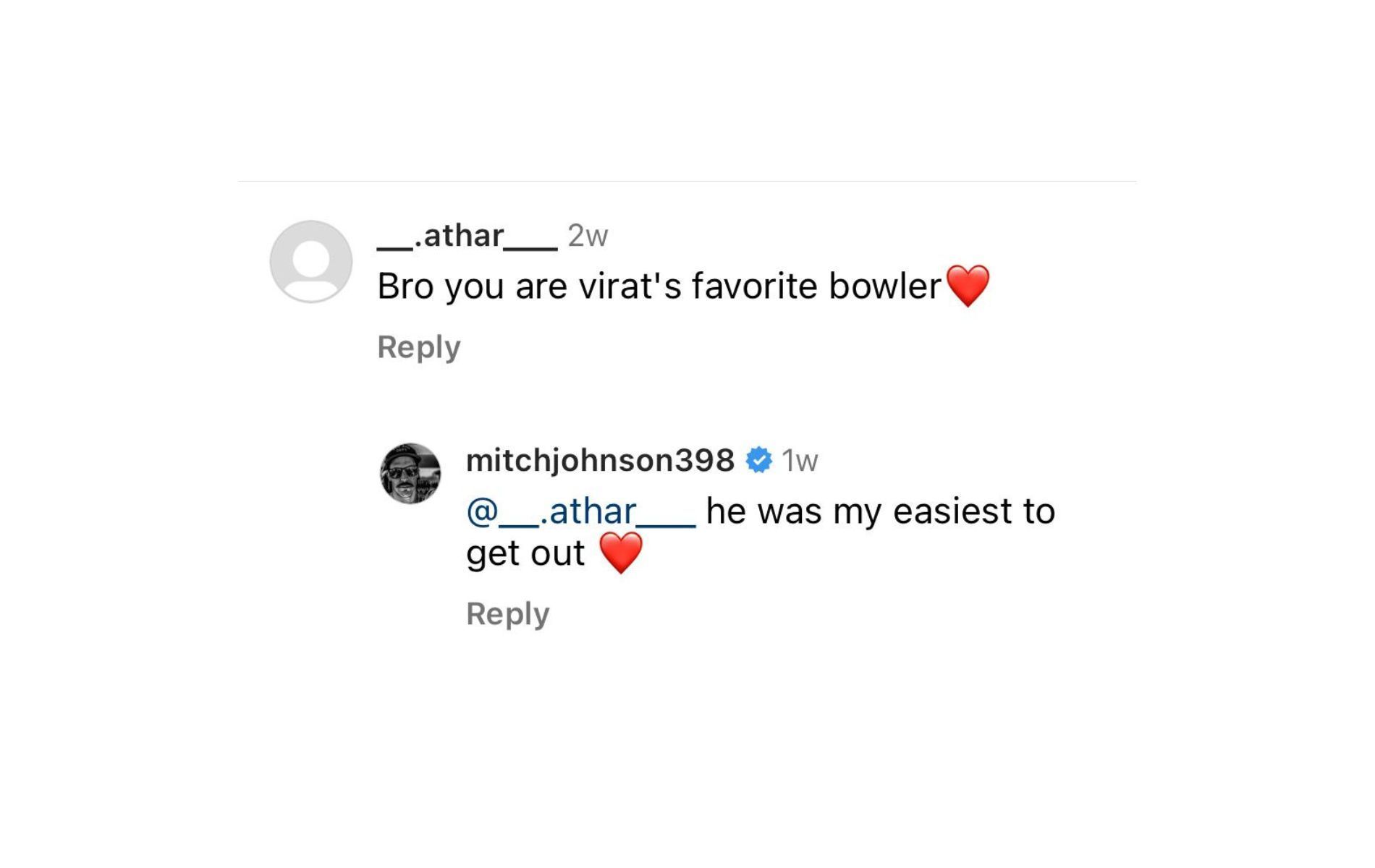 Mitchell Johnson&#039;s response after being called Virat Kohli&#039;s favourite bowler.