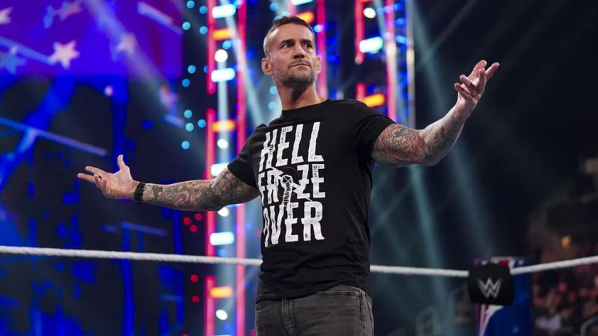 CM Punk during his promo. Image Credits: X