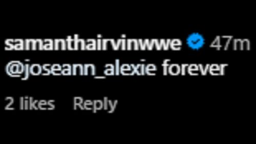 Samantha Irvin's message to JoJo in the comments