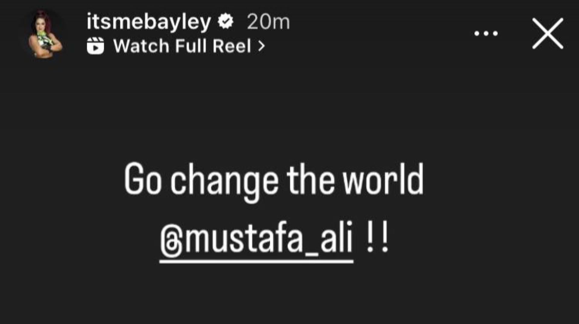 A screenshot of Bayley&#039;s message to Ali on Instagram