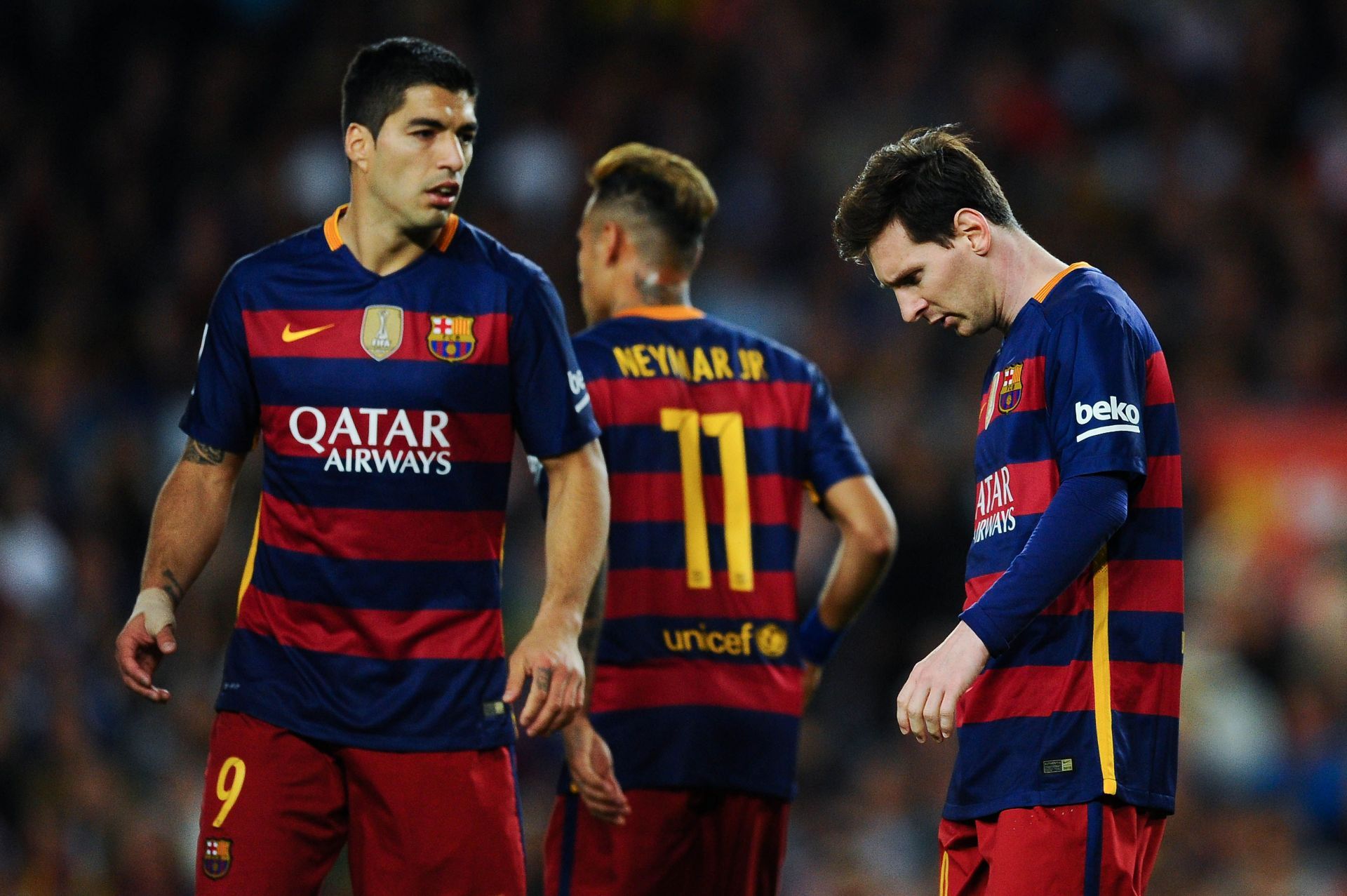 Luis Suarez, Neymar and Lionel Messi (from left to right)