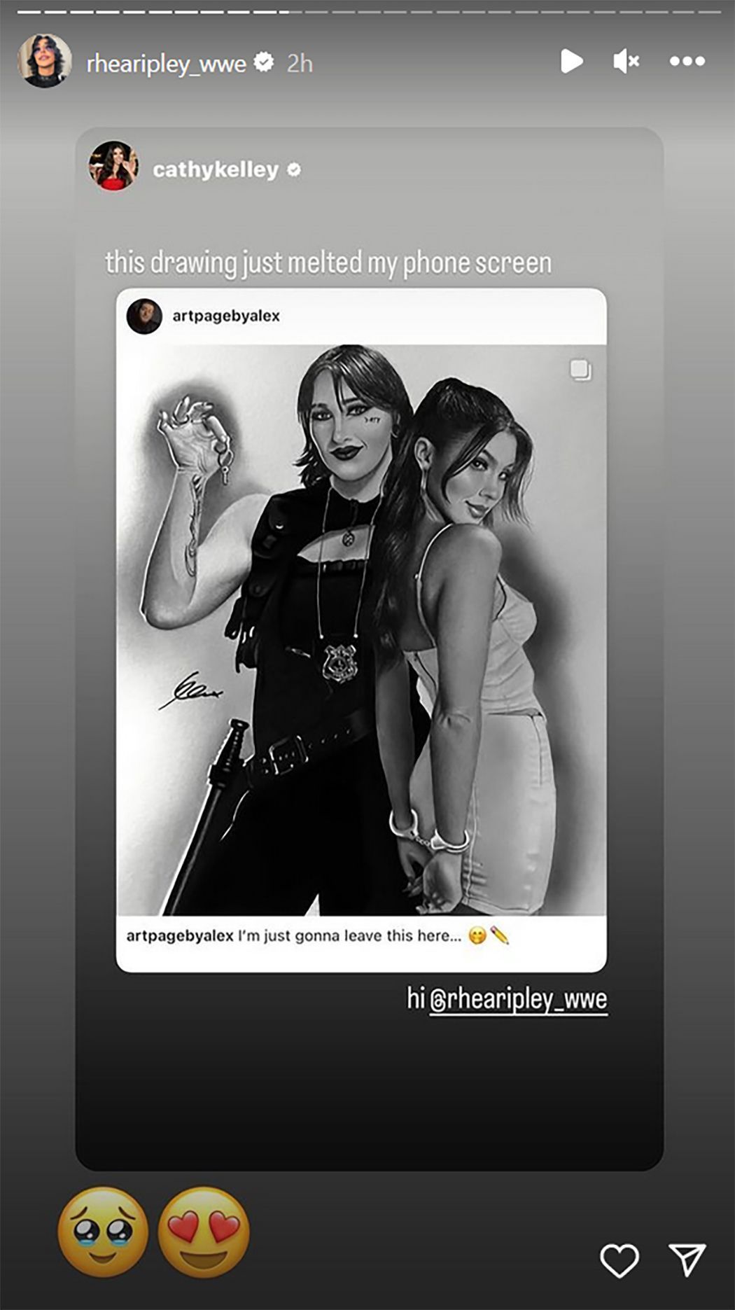 A screenshot of Rhea Ripley&#039;s post on Instagram Stories