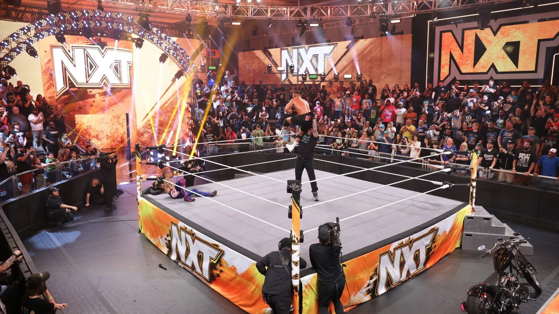 The WWE NXT ring and logos/set at the Performance Center