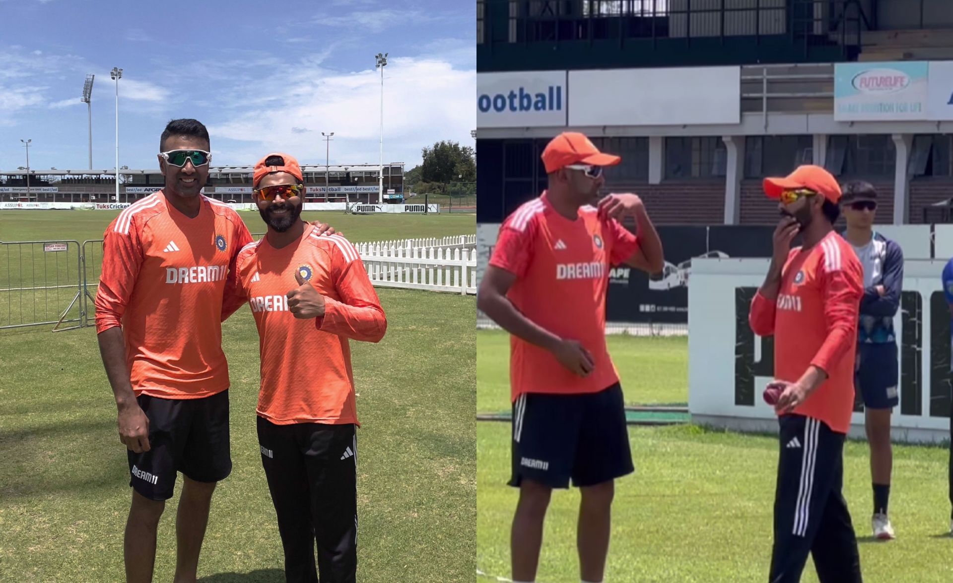 Ashwin and Jadeja during a practice session in South Africa. 